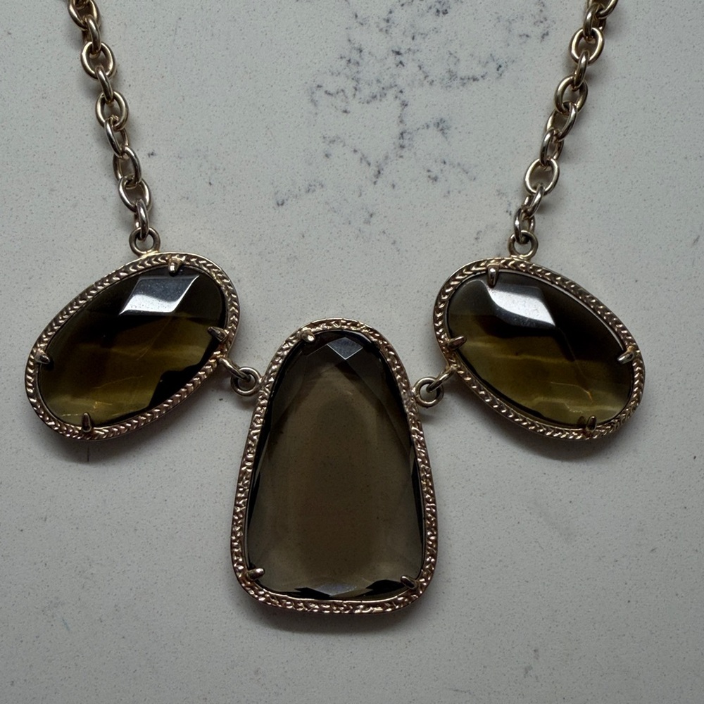 ONE OF A KIND RARE Kendra Scott Vintage Statement Necklace Gold Smoky Topaz - Picture 5 of 10